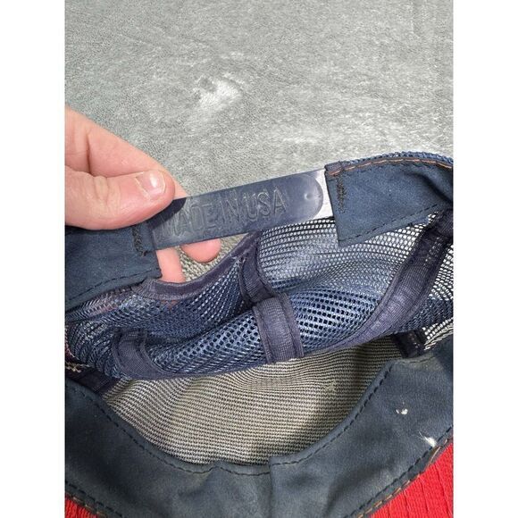 Vintage 80s 3 Stripe Trucker Adjustable SnapBack Hat Blue - Picture 7 of 8